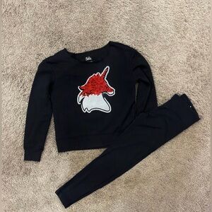 Girls Justice Unicorn sequins sweater leggings outfit size 8